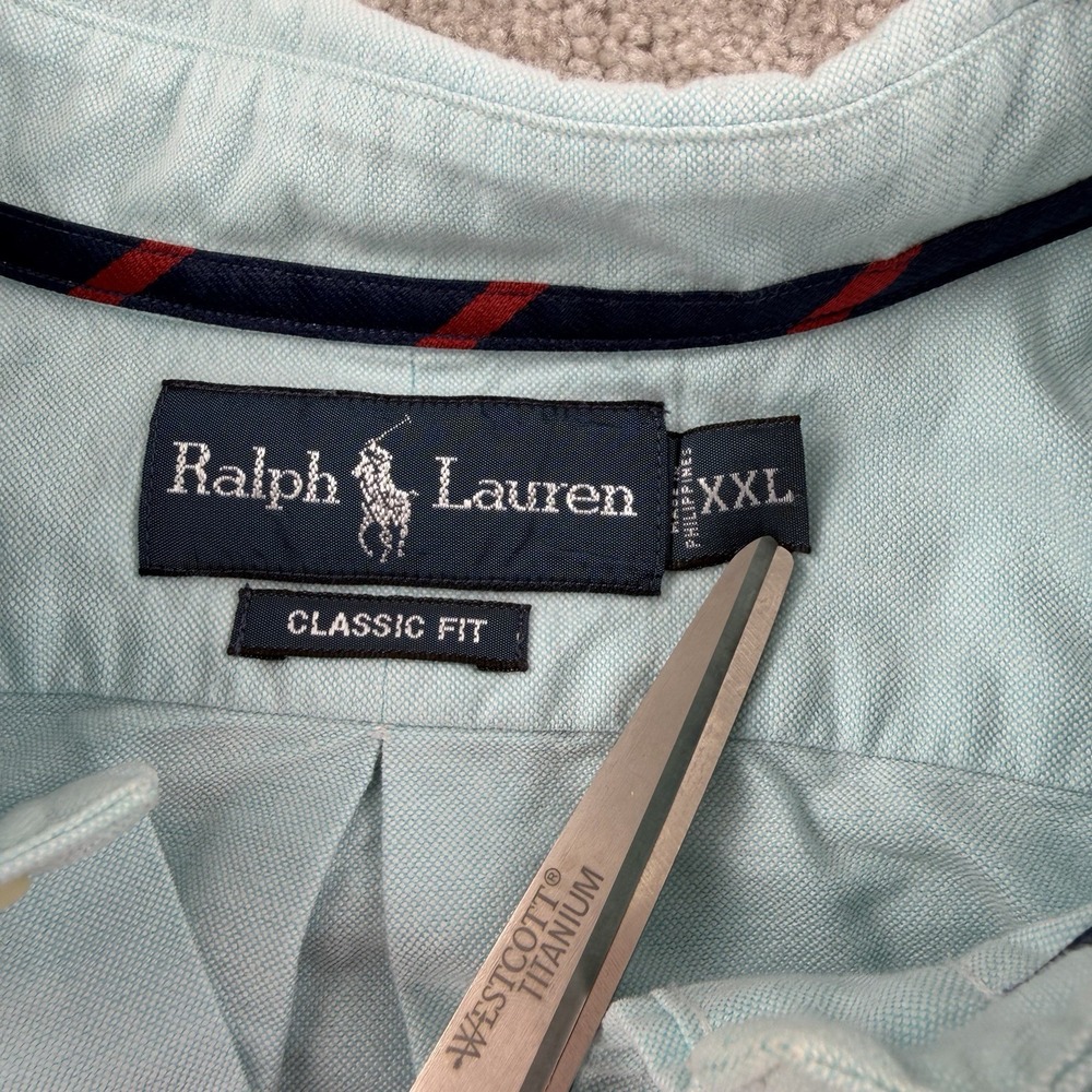 Vintage Ralph Lauren Oxford Shirt Mens XL Classic Fit‎ Light Blue Flesh Pony - Picture 3 of 6